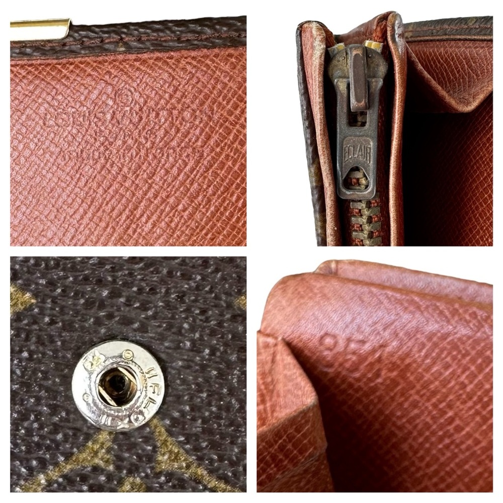 Authentic Louis Vuitton Vintage Monogram Leather & Gold Trim Tresor Wallet - Picture 2 of 12